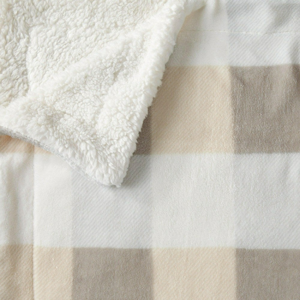 Plow & Hearth Velvet Plush Sherpa Luxury Bed Blanket - Kinsley Collection