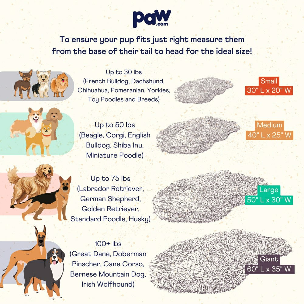 Plow & Hearth PupRug by Paw.com® Faux Fur Orthopedic Dog Bed - Curve Midnight Black