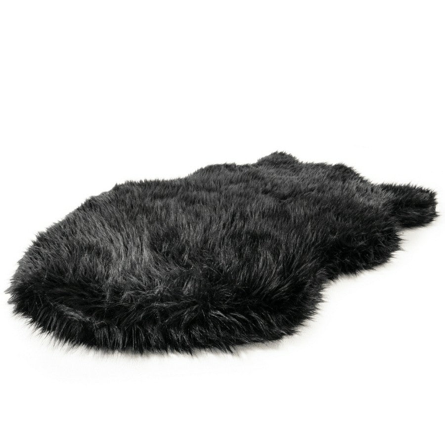 Plow & Hearth PupRug by Paw.com® Faux Fur Orthopedic Dog Bed - Curve Midnight Black