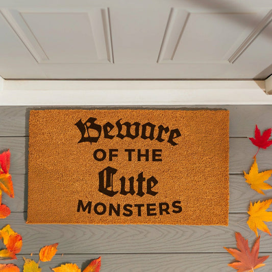 Plow & Hearth HALLOWEEN Coir Mat, "GEWARE OF THE CUTE MONSTERS",28"x16"