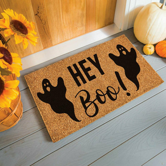 Plow & Hearth Hey Boo! Coir Doormat, 28"x16"