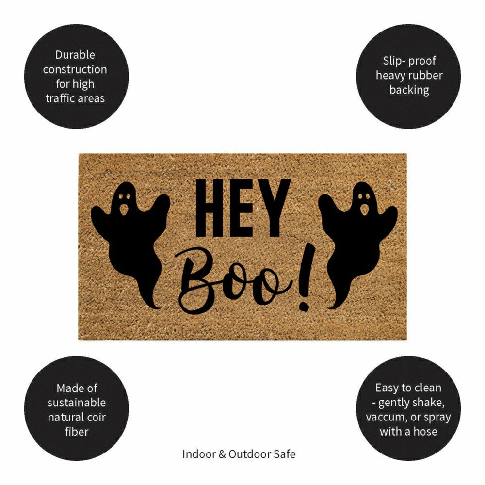 Plow & Hearth Hey Boo! Coir Doormat, 28"x16"