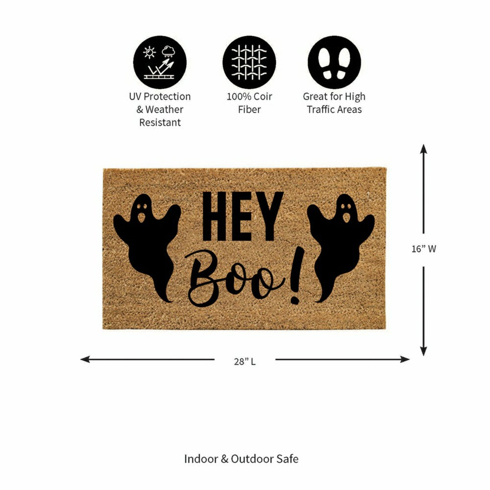 Plow & Hearth Hey Boo! Coir Doormat, 28"x16"