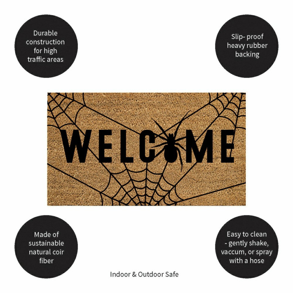 Plow & Hearth Spider Welcome Coir Doormat, 28"x16"
