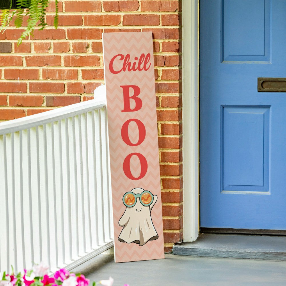 Plow & Hearth Summerween Porch Leaner, Ghostly "Chill Boo", 46"H