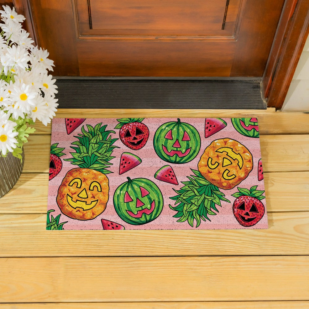 Plow & Hearth Summerween Tropical Jack O'Lantern PVC Mat, 28"x16”
