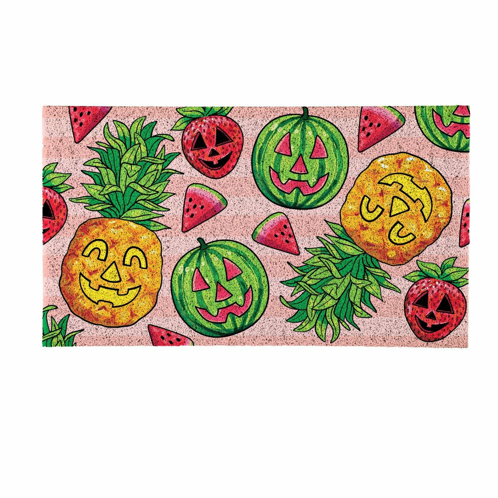 Plow & Hearth Summerween Tropical Jack O'Lantern PVC Mat, 28"x16”
