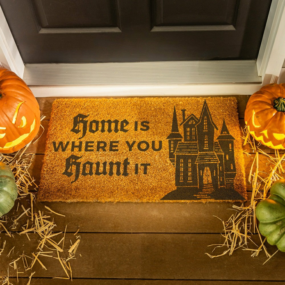 Plow & Hearth HALLOWEEN Coir Mat, "Home is WHERE YOU Haunt IT", 28"x16"