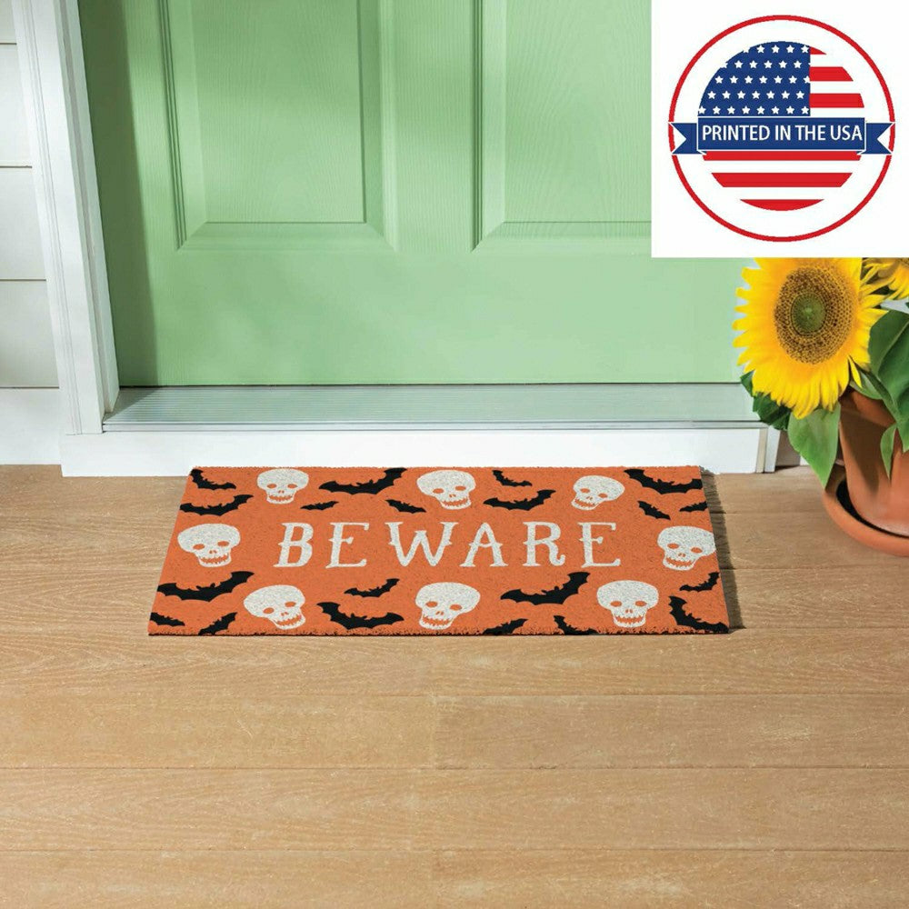 Plow & Hearth Be Ware Spooky PVC Trapper Doormat, 28"x16"
