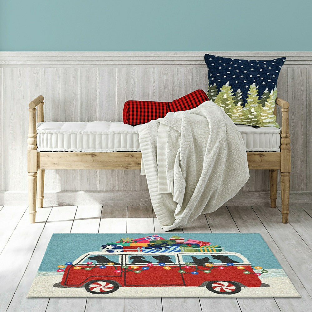 Plow & Hearth Indoor/Outdoor Hand-Hooked Happy Howlidays Accent Rug, 20" x 30"
