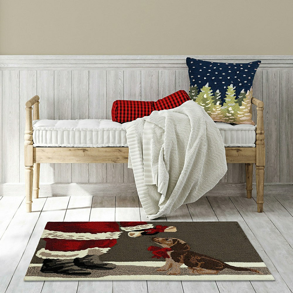 Plow & Hearth Indoor/Outdoor Hand-Hooked Good Dog Accent Rug, 20" x 30"