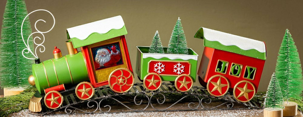 Plow & Hearth Twas the Night Planter, Metal Planter, Christmas Train, 25" L x 14" H