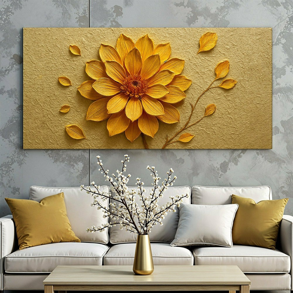 Plow & Hearth Golden Dandelion Minimalist Abstract Wall Art