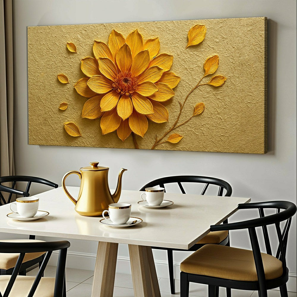 Plow & Hearth Golden Dandelion Minimalist Abstract Wall Art