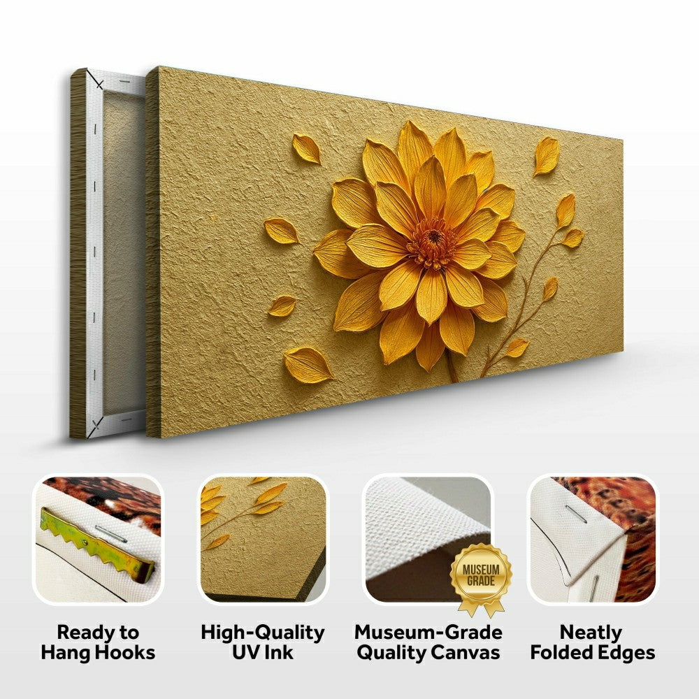 Plow & Hearth Golden Dandelion Minimalist Abstract Wall Art