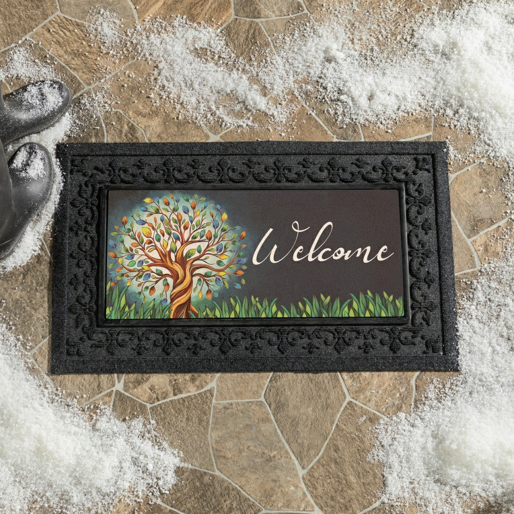 Plow & Hearth 22X10” FLOCKED COIRSASSAFRAS MAT