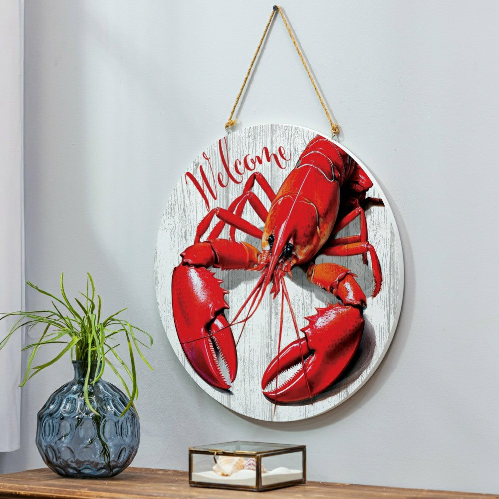 Plow & Hearth Coastal Door Décor Welcome Lobster 18"