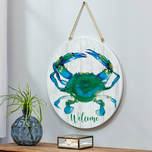 Plow & Hearth Coastal Door Décor Welcome Crab 18"