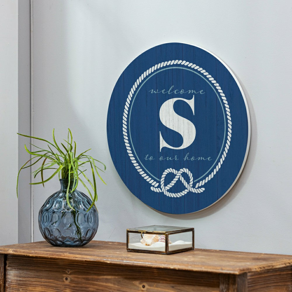 Plow & Hearth Coastal Door Décor Monogram Blue 18" S