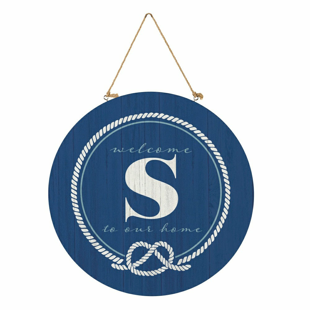 Plow & Hearth Coastal Door Décor Monogram Blue 18" S