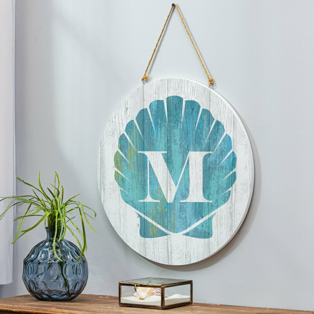 Plow & Hearth Coastal Door Décor Shell Monogram 18" M