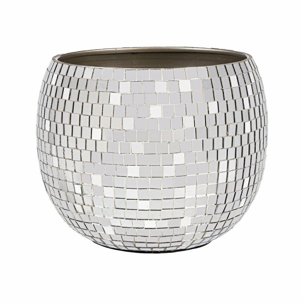 Plow & Hearth Pearl and Pine Planters, Mirror Glass Planters, Nested Set of 2
