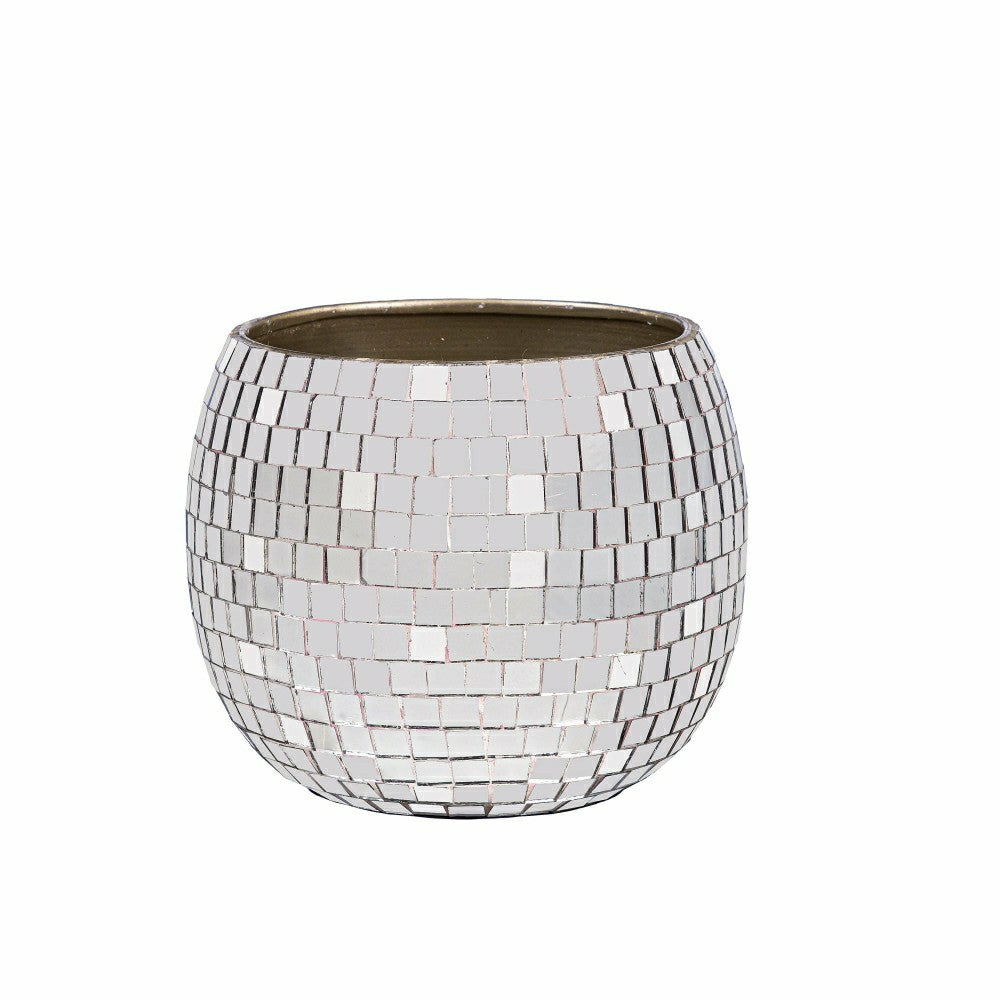Plow & Hearth Pearl and Pine Planters, Mirror Glass Planters, Nested Set of 2