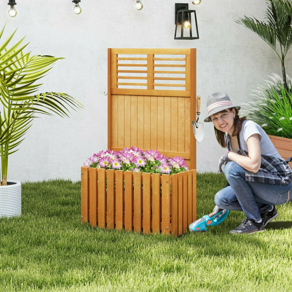 Plow & Hearth Wooden Raised Garden Bed with Privacy Screen