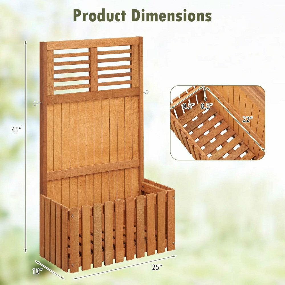 Plow & Hearth Wooden Raised Garden Bed with Privacy Screen