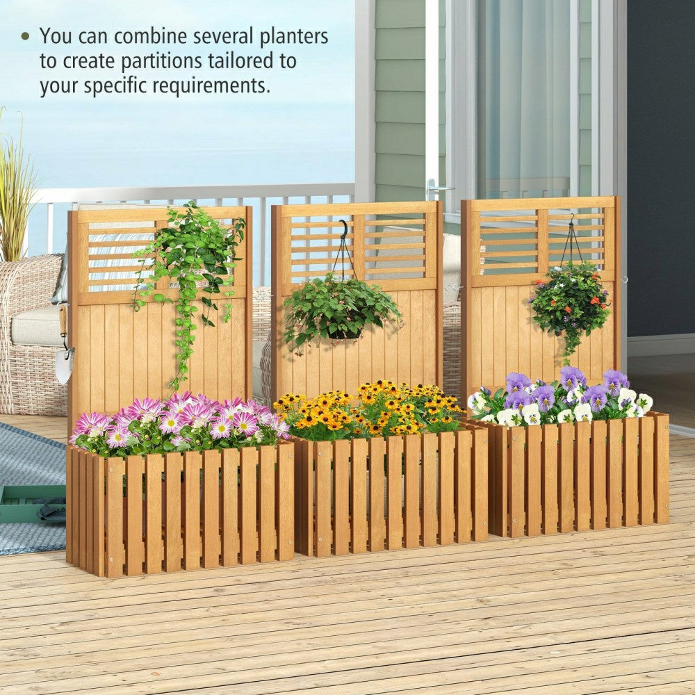 Plow & Hearth Wooden Raised Garden Bed with Privacy Screen