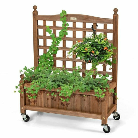 Plow & Hearth Solid Fir Wood Raised Garden Bed Planter