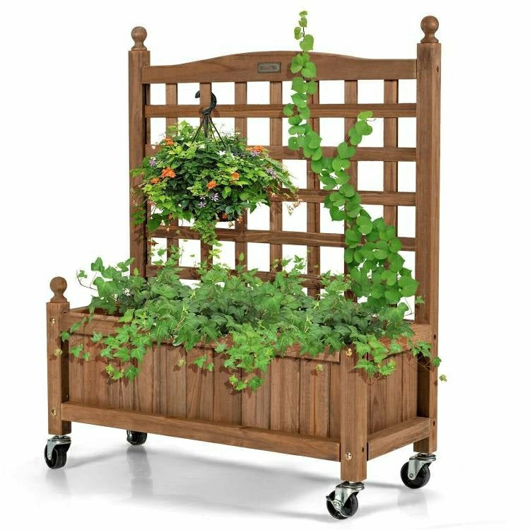 Plow & Hearth Solid Fir Wood Raised Garden Bed Planter