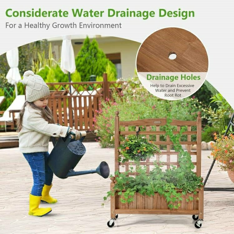 Plow & Hearth Solid Fir Wood Raised Garden Bed Planter