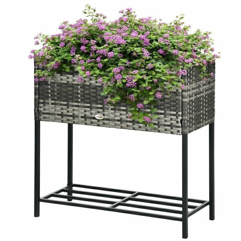 Plow & Hearth Rattan Wicker Raised Garden Bed