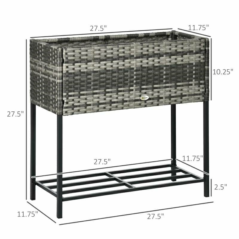 Plow & Hearth Rattan Wicker Raised Garden Bed