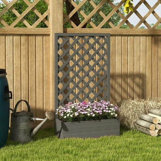 Plow & Hearth Raised Garden Bed Planter Box with Lattice Trellis