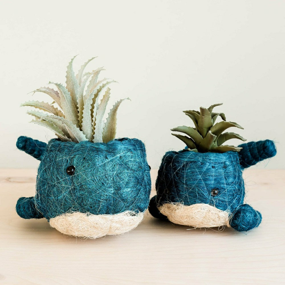 Plow & Hearth Wicker Whale Planter - Coco Planter