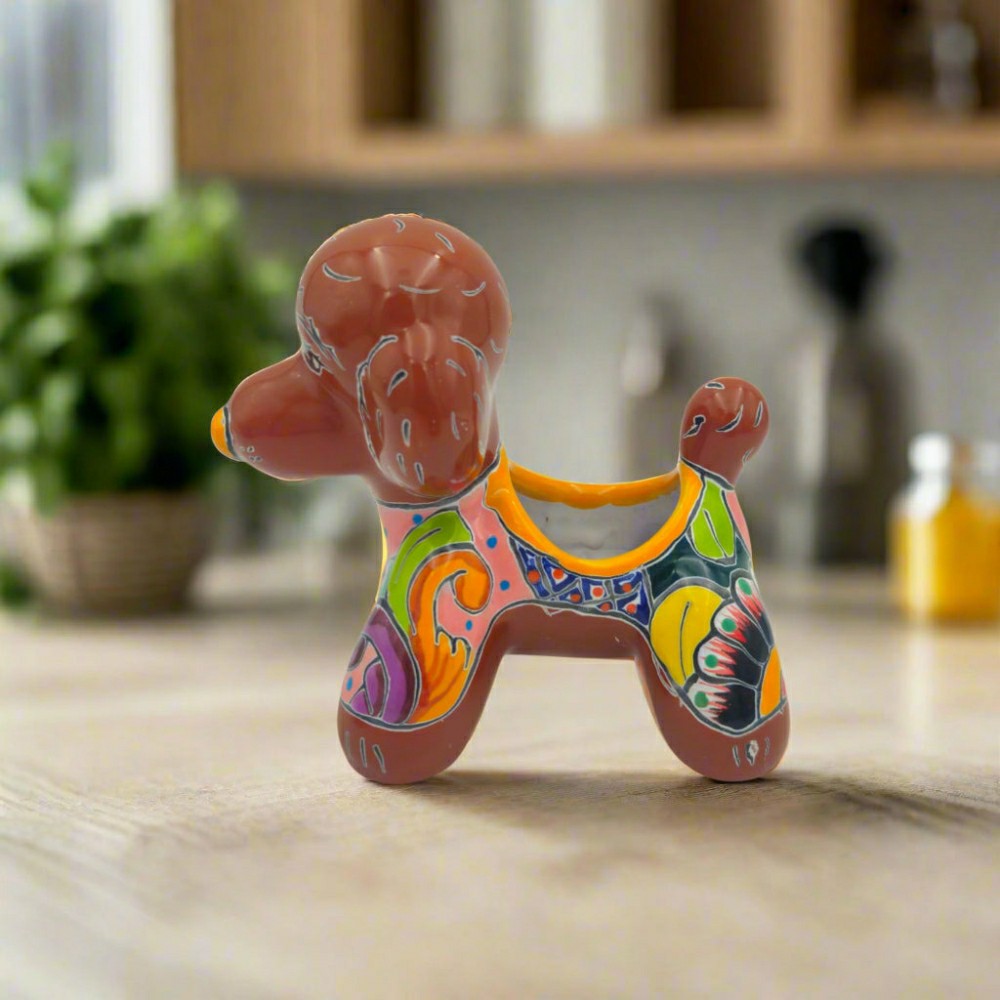 Plow & Hearth Colorful Talavera Poodle Planter