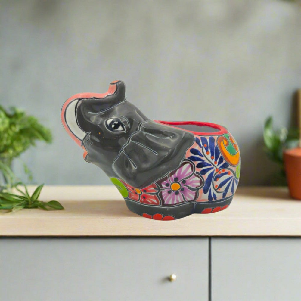 Plow & Hearth Talavera Elephant Planter