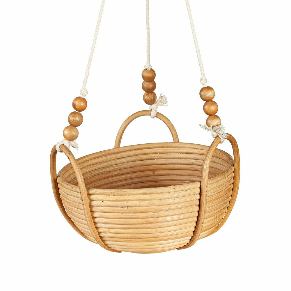 Plow & Hearth VivaStyle Planter, Wood, Rattan Hanging Basket Planter