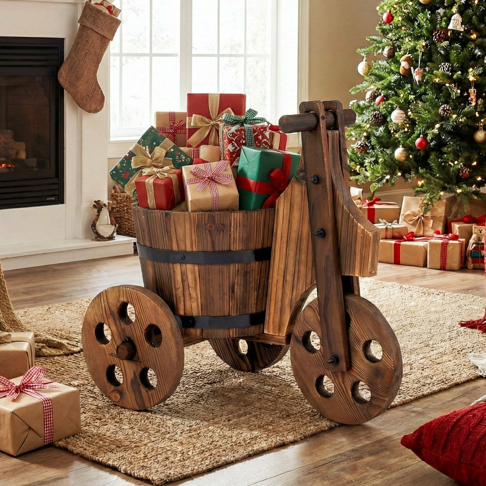 Plow & Hearth Rustic Wood Tricycle Planter