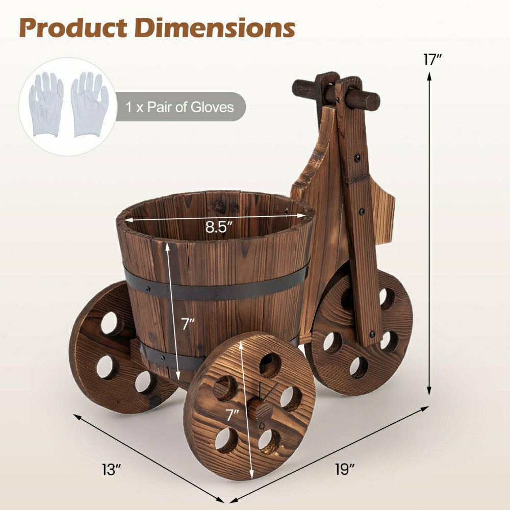 Plow & Hearth Rustic Wood Tricycle Planter