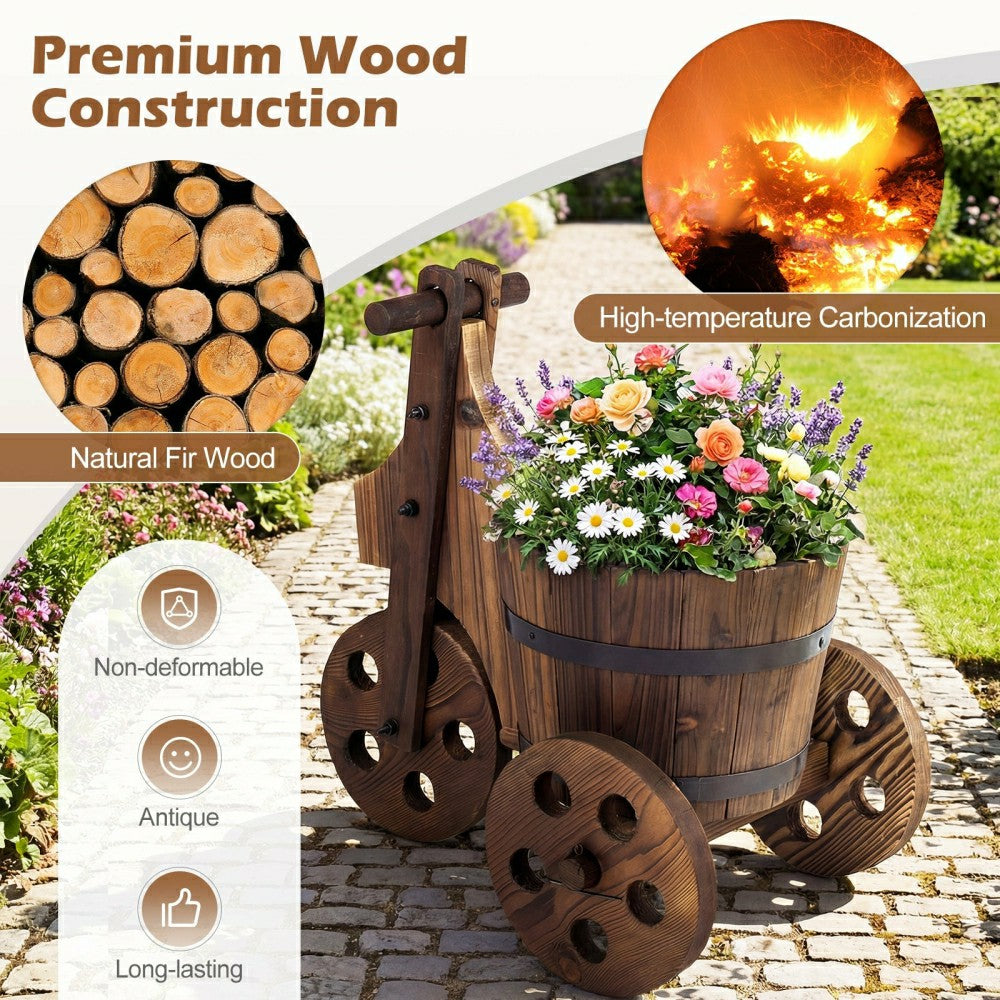 Plow & Hearth Rustic Wood Tricycle Planter