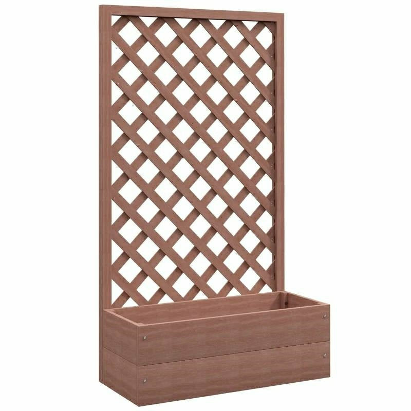 Plow & Hearth Wood Raised Garden Bed with Lattice Trellis