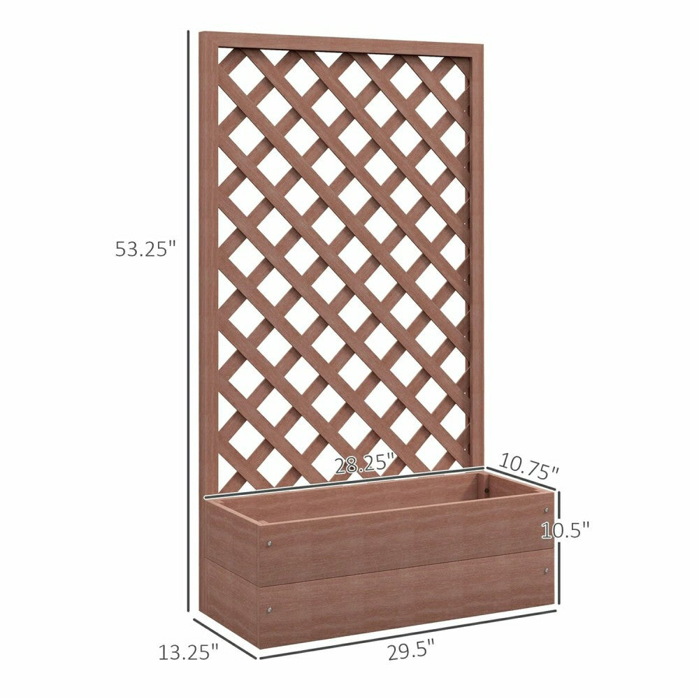 Plow & Hearth Wood Raised Garden Bed with Lattice Trellis