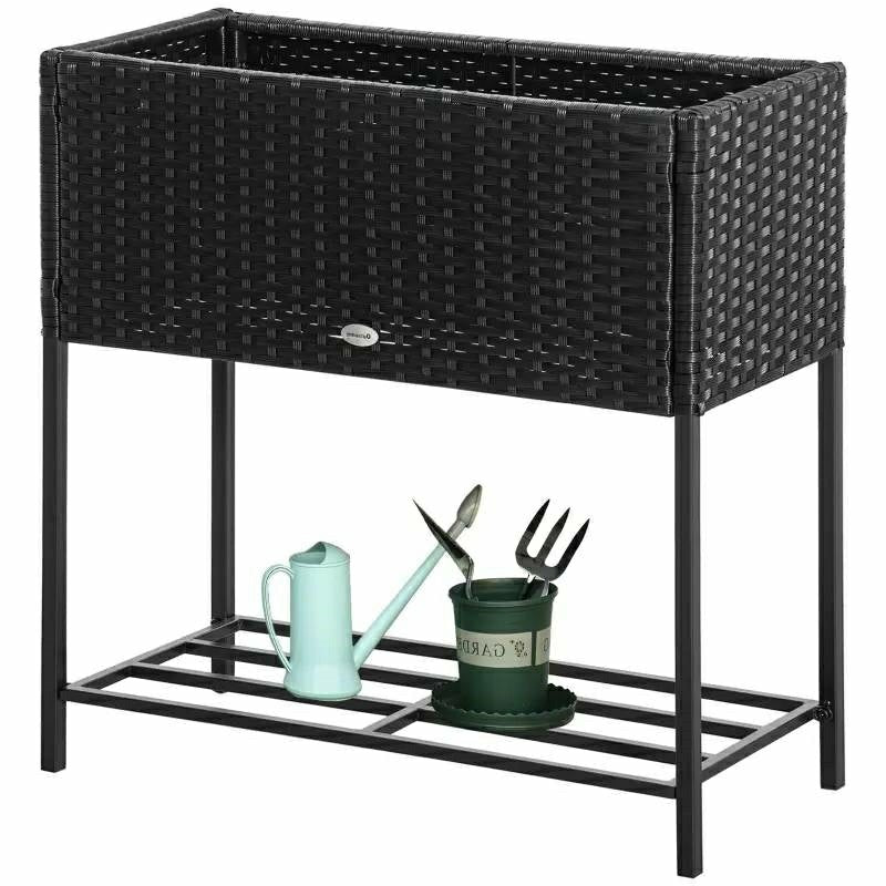 Plow & Hearth Rattan Wicker Raised Garden Bed