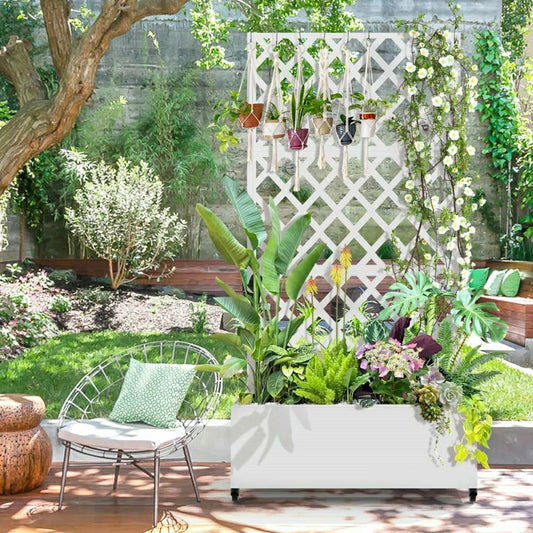 Plow & Hearth Metal Outdoor Raised Garden Bed with Trellis
