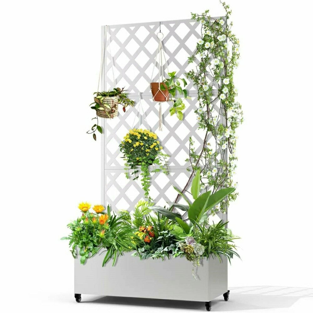 Plow & Hearth Metal Outdoor Raised Garden Bed with Trellis