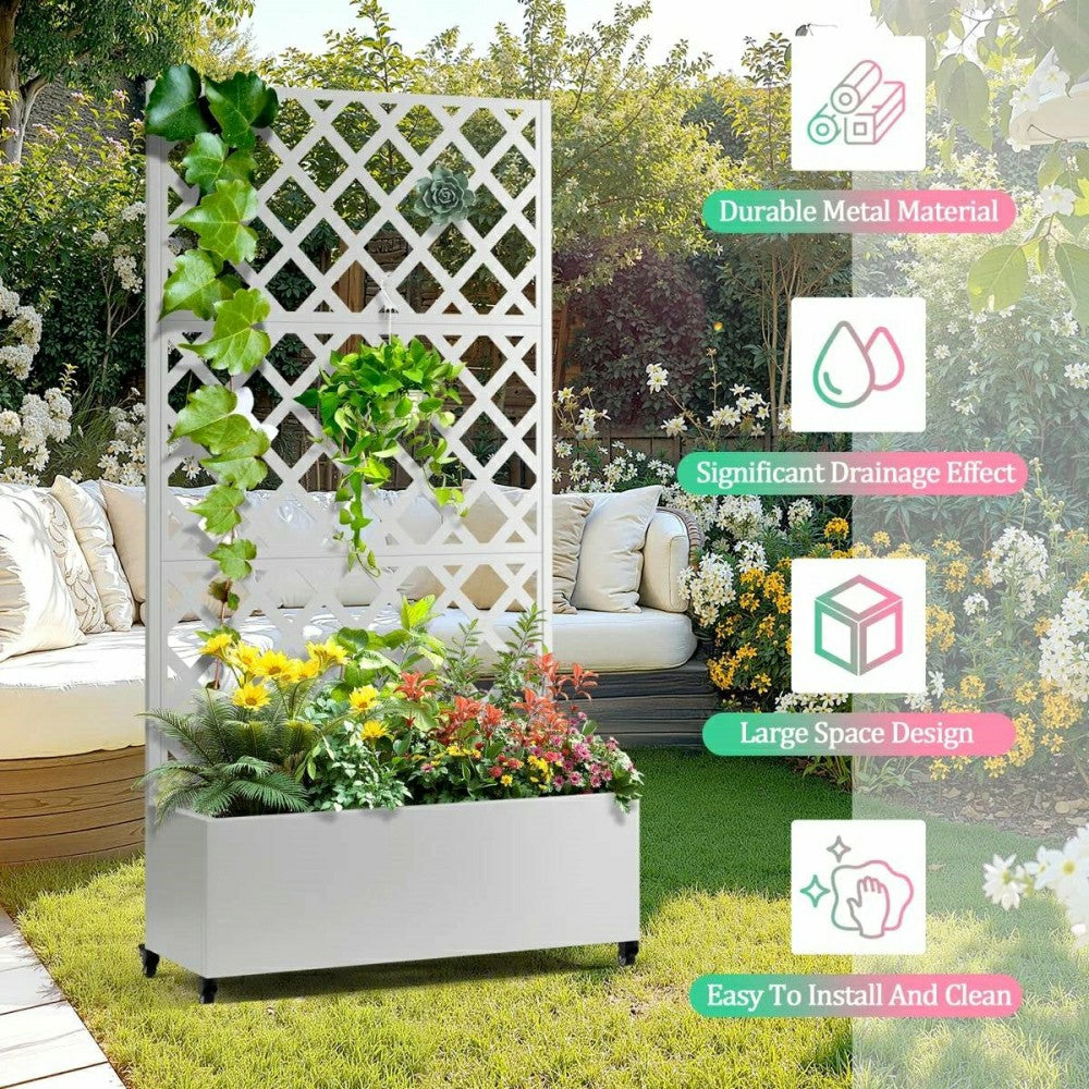 Plow & Hearth Metal Outdoor Raised Garden Bed with Trellis
