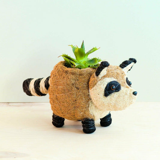 Plow & Hearth Raccoon Planter - Handmade Plant Pot